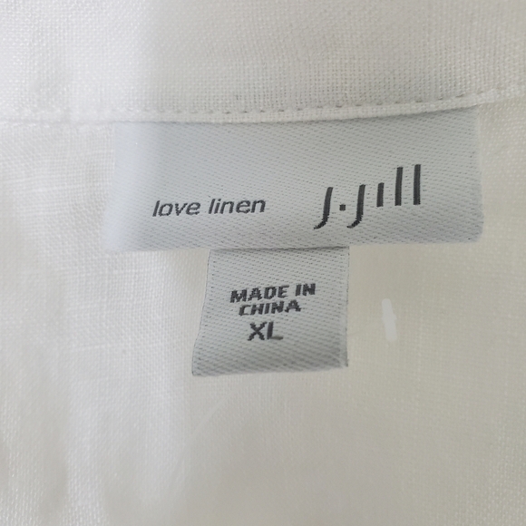 J. Jill Love Linen White Blouse, Size XL - Picture 7 of 12
